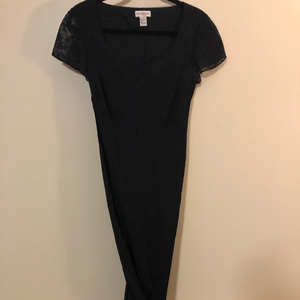 Ann Taylor long black lace dress